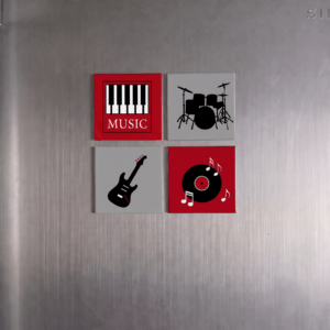 Retro Music Theme Fridge Magnet Set.